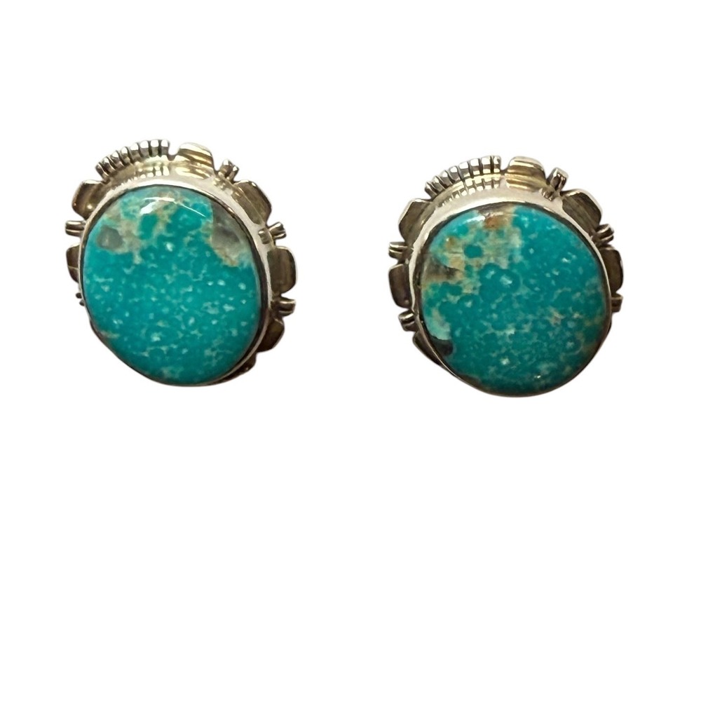 Vintage Navajo JF Sterling Silver Turquoise Clipon earrings Native American